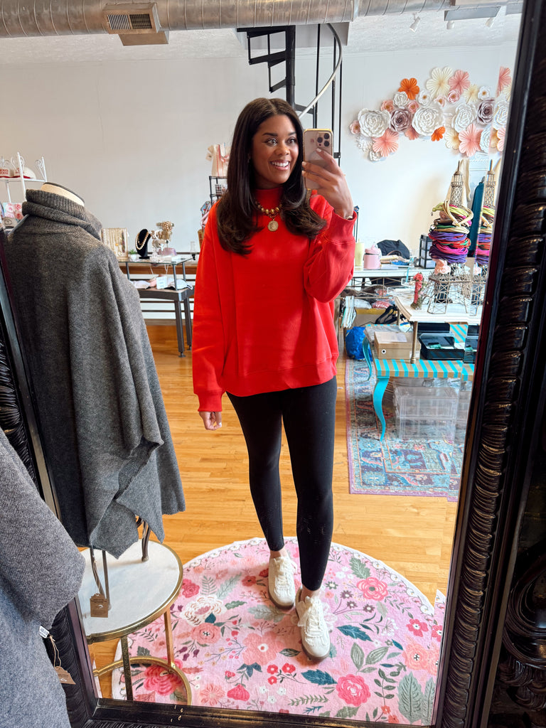 Red Mockneck Sweatshirt