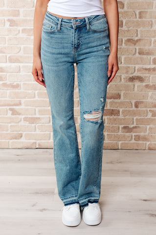 Katrina High Waist Distressed Denim Trousers