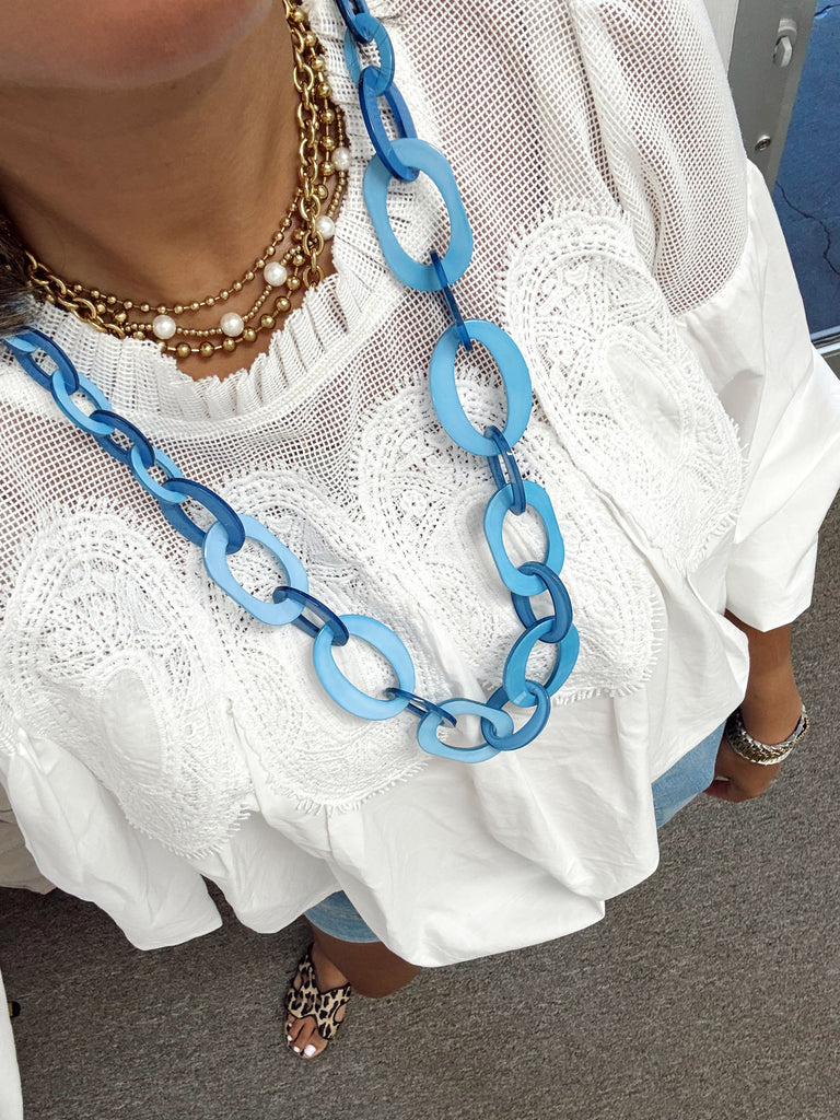 Lets Link Up Necklace Blue