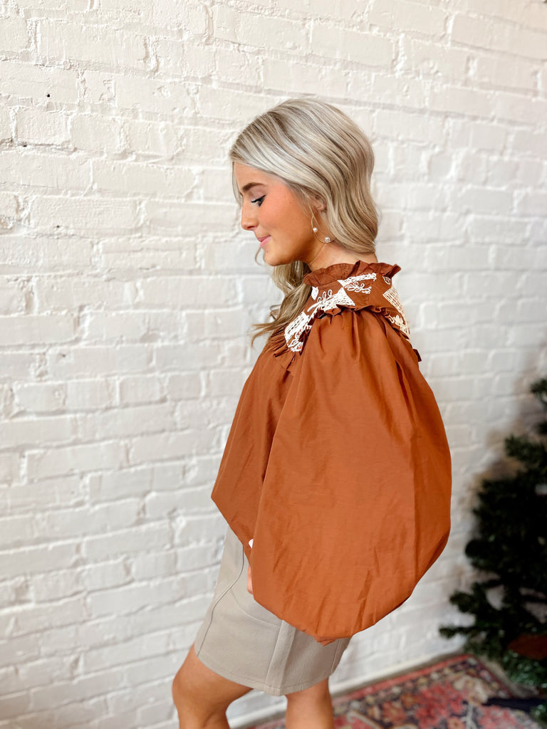 Maple Ruffle Top- Pumpkin