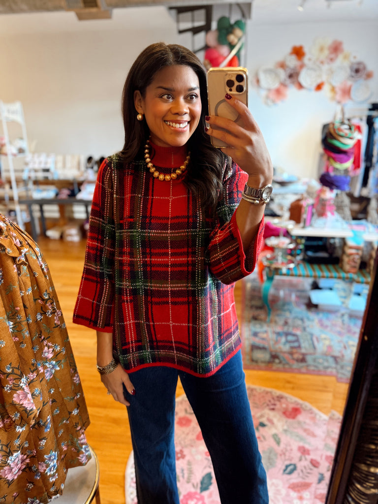 Plaid Xmas Knit Top