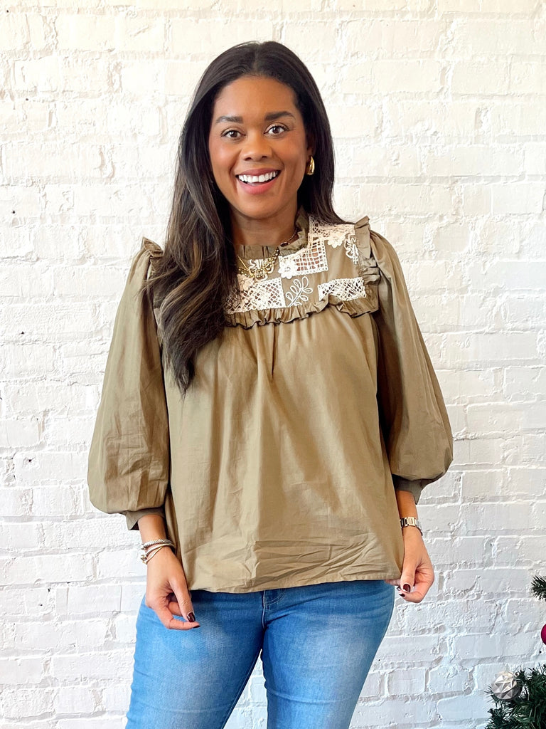 Maple Ruffle Top - Olive