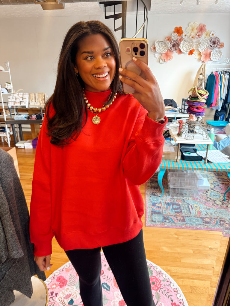 Red Mockneck Sweatshirt