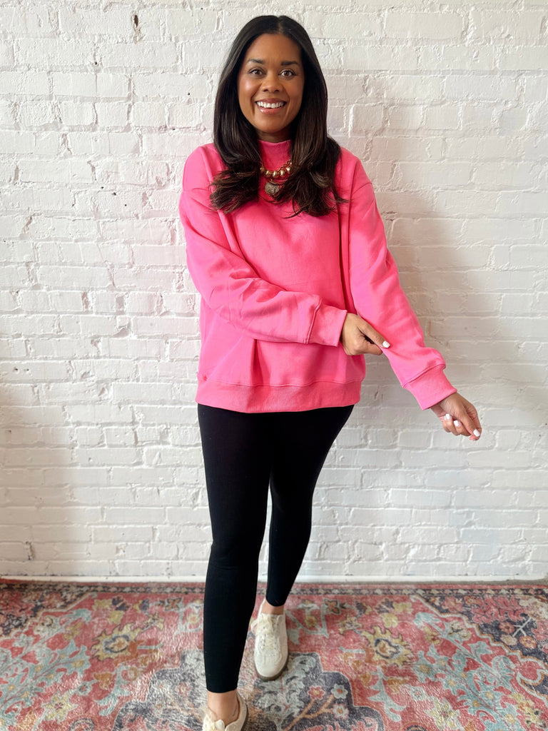 Pink Mock Neck Sweatshirt