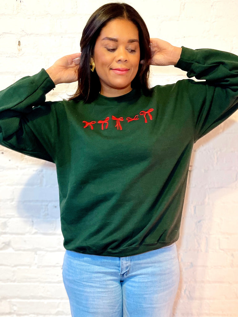 Embroidered Bow Sweatshirt