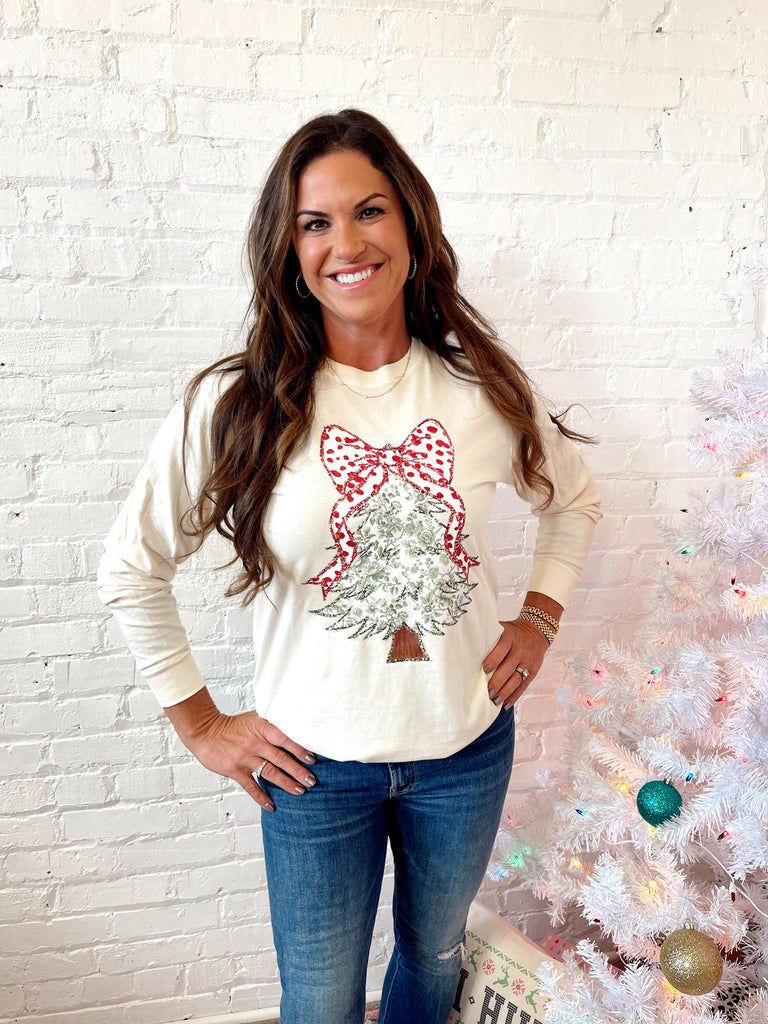 Bow Xmas Tree Top Ivory