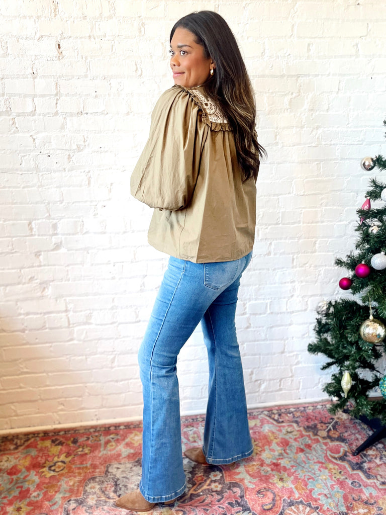 Maple Ruffle Top - Olive