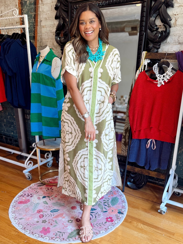 Meet Me at the Cabana Dress - Olive