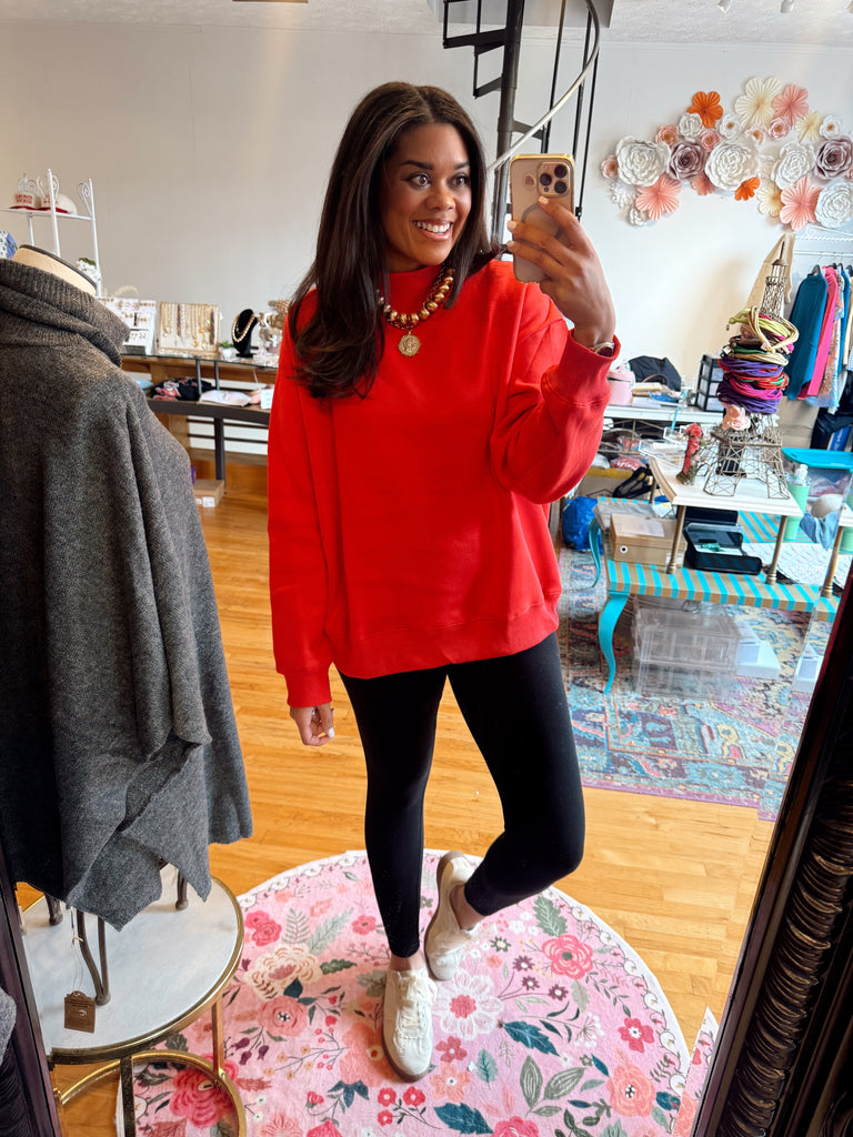 Red Mockneck Sweatshirt