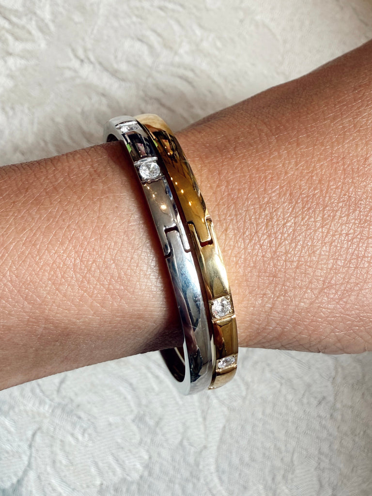 CZ Hinge Bangle - Gold