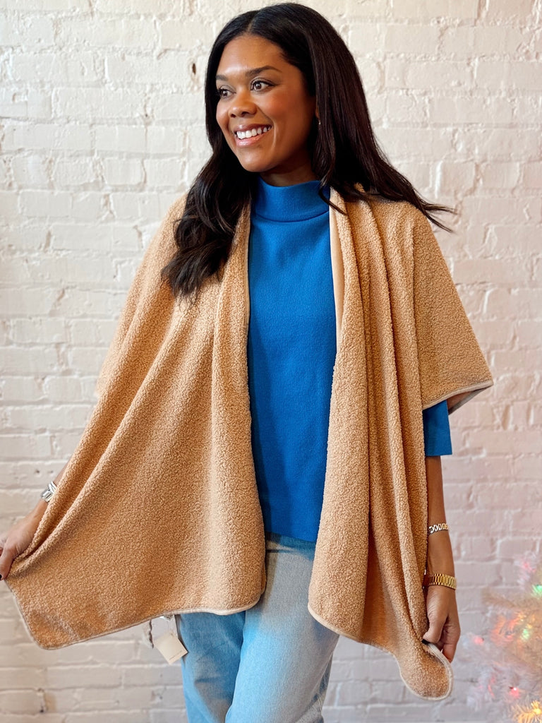 Throw on and Go shawl Tan