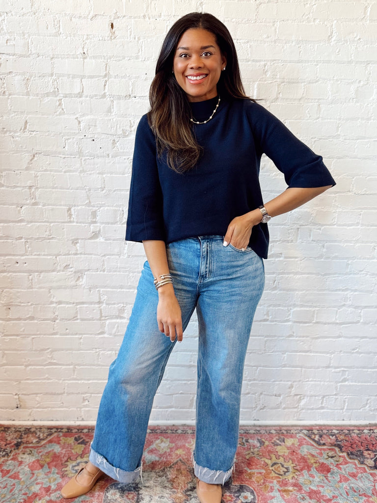 Agnes Knit Sweater - Navy