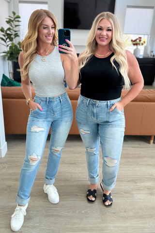 Katrina High Waist Distressed Denim Trousers