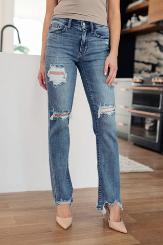 Brooke High Rise Control Top Vintage Wash Straight Jeans