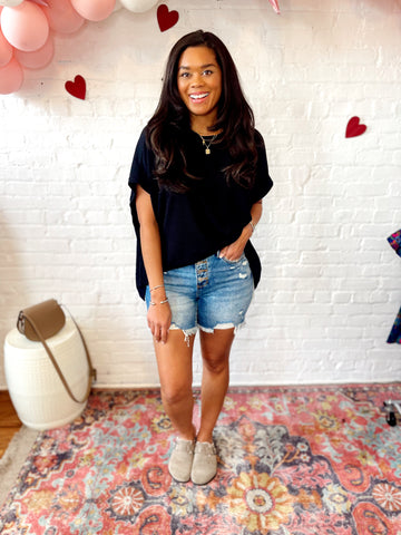 Katrina High Waist Distressed Denim Trousers