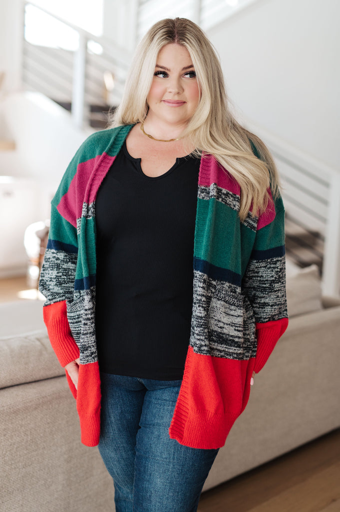 Xmas Tree Striped Cardigan