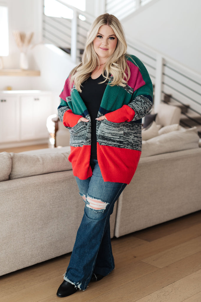 Xmas Tree Striped Cardigan