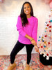 Casual Brunch Waffle Sweater in Bright Mauve