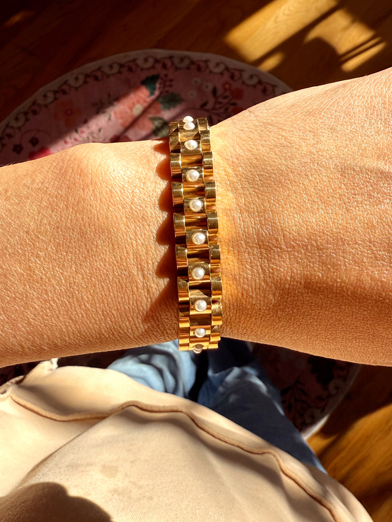 Rolly Watch Bracelet w Pearl