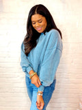 Acid Wash Oversized Pullover in Blue Grey