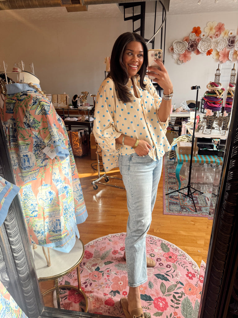 Something Blue Dot Button Down