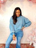 Acid Wash Oversized Pullover in Blue Grey