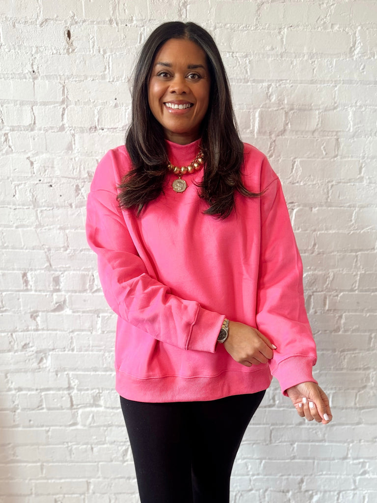 Pink Mock Neck Sweatshirt