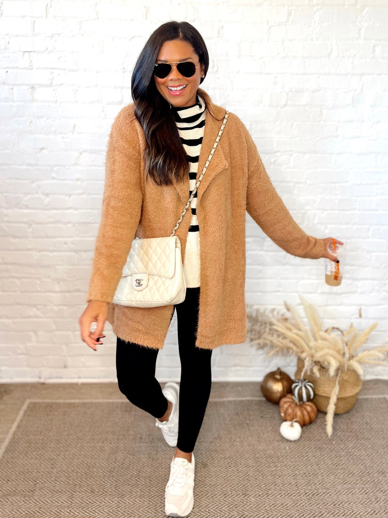 Brooke Fuzzy Cardigan Camel
