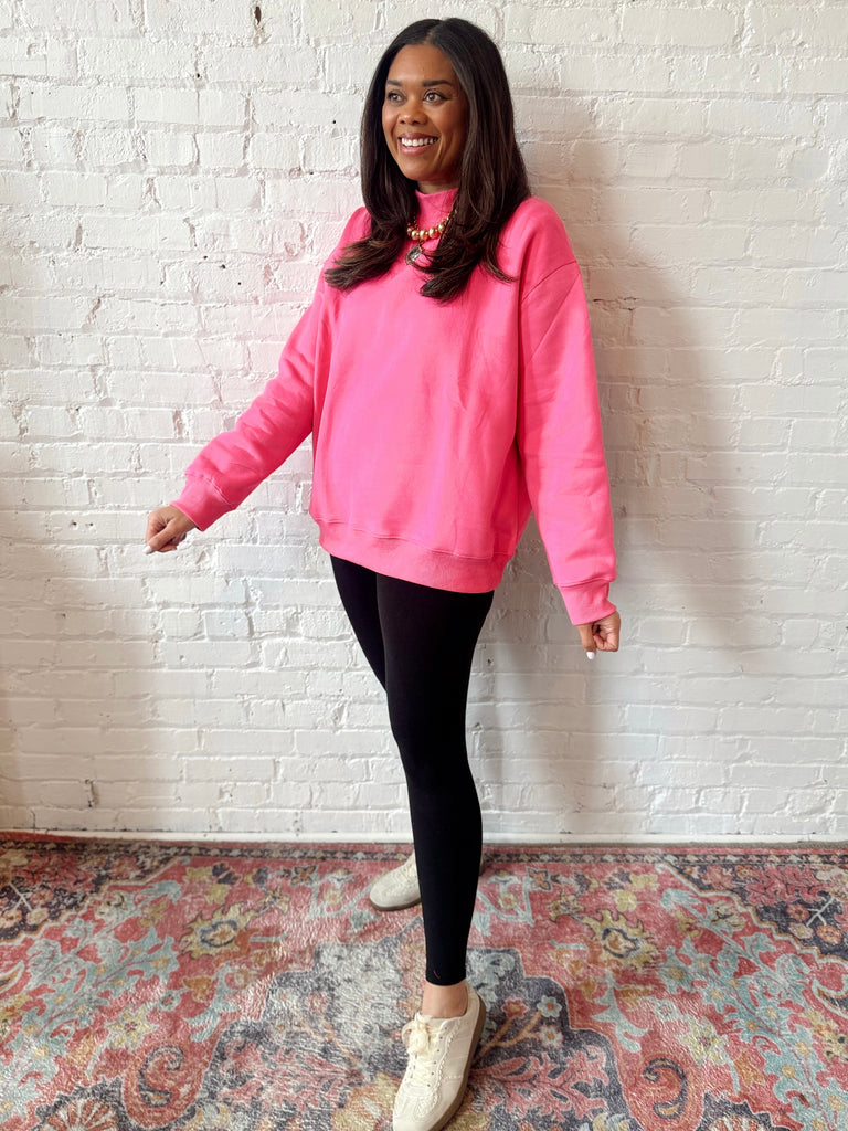 Pink Mock Neck Sweatshirt