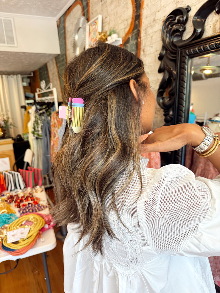 Pencil Hair Clip Yellow
