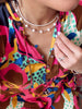 Pearl Beaded Necklace - Silver