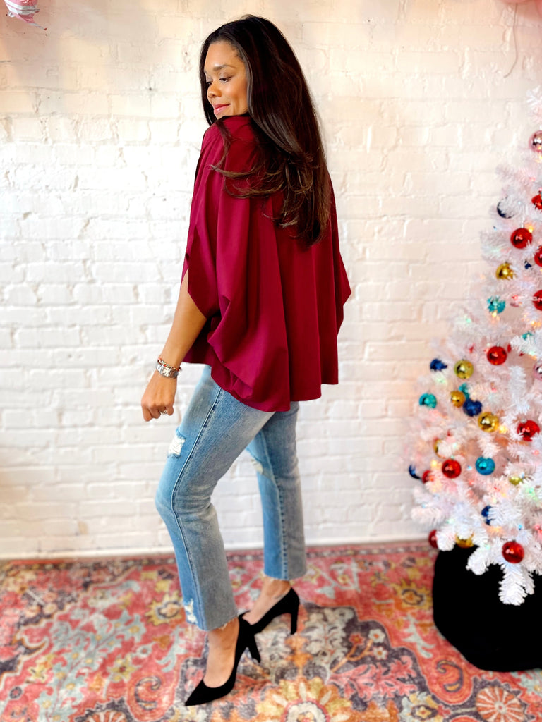 Merlot Flutter Blouse