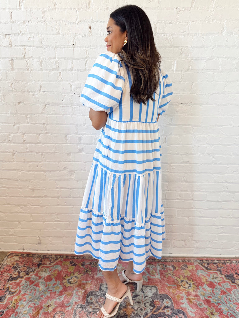 Capri Striped Midi -Sky