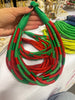 Rope necklace red and green
