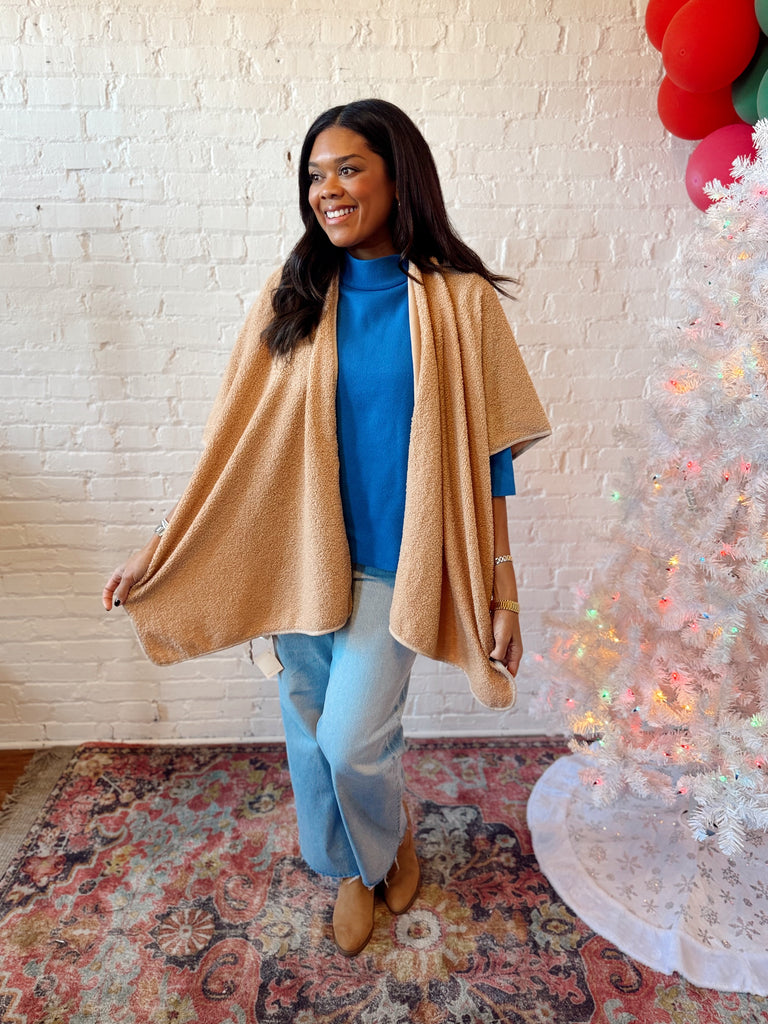 Throw on and Go shawl Tan