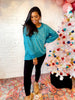 Something Teal Mineral Wash Pullover