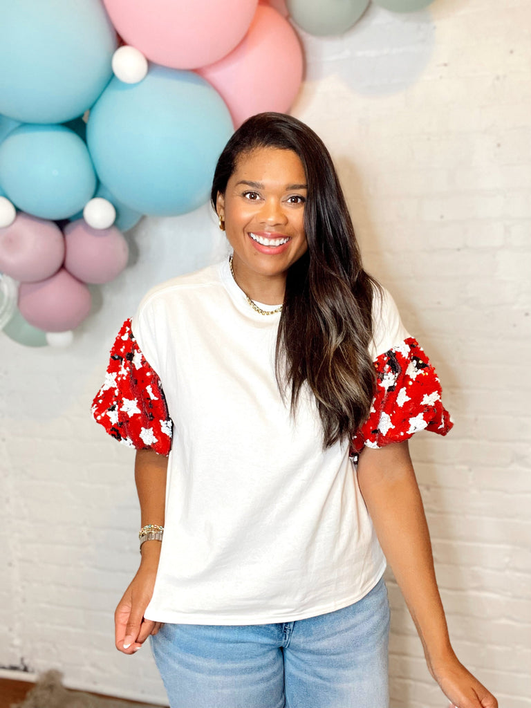 Scarlett Sequined Puff Sleeve