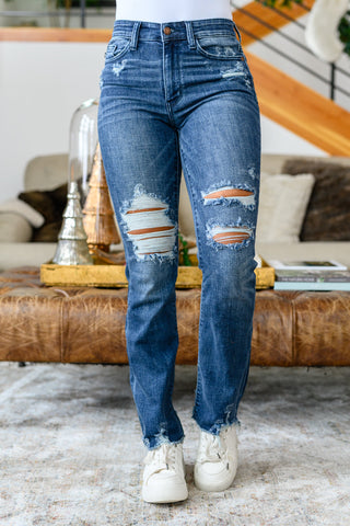Estelle High Waist Thermal Straight Jeans