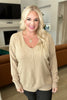 V-Neck Front Seam Sweater in Light Mocha