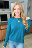 Front Seam Round Neck Sweater in Heather Ocean Teal