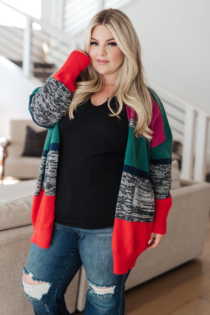 Xmas Tree Striped Cardigan