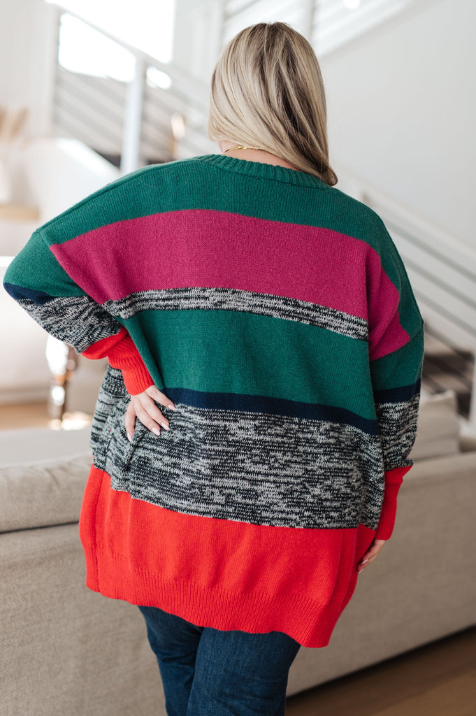 Xmas Tree Striped Cardigan
