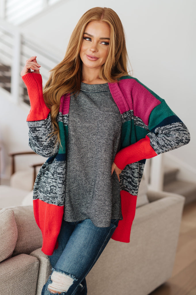 Xmas Tree Striped Cardigan