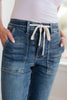 Payton Pull On Denim Joggers in Medium Wash